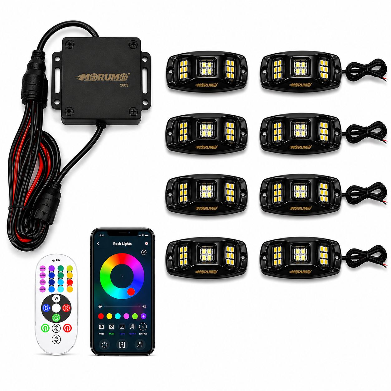 RGBW Rock Lights 8 pods - APP / REMOTE